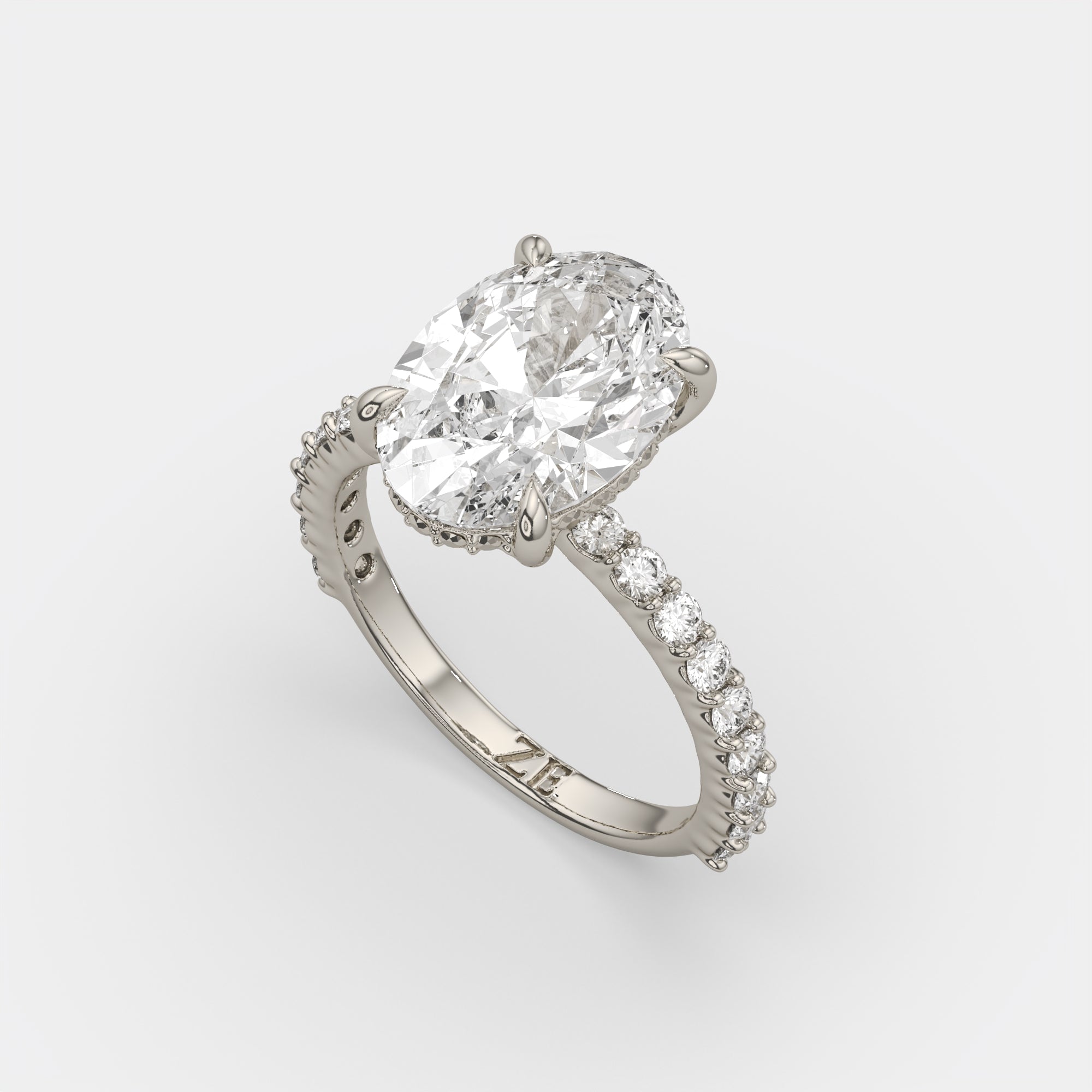 4.60 Ct E VS1 Oval Diamond Halo Engagement Ring
