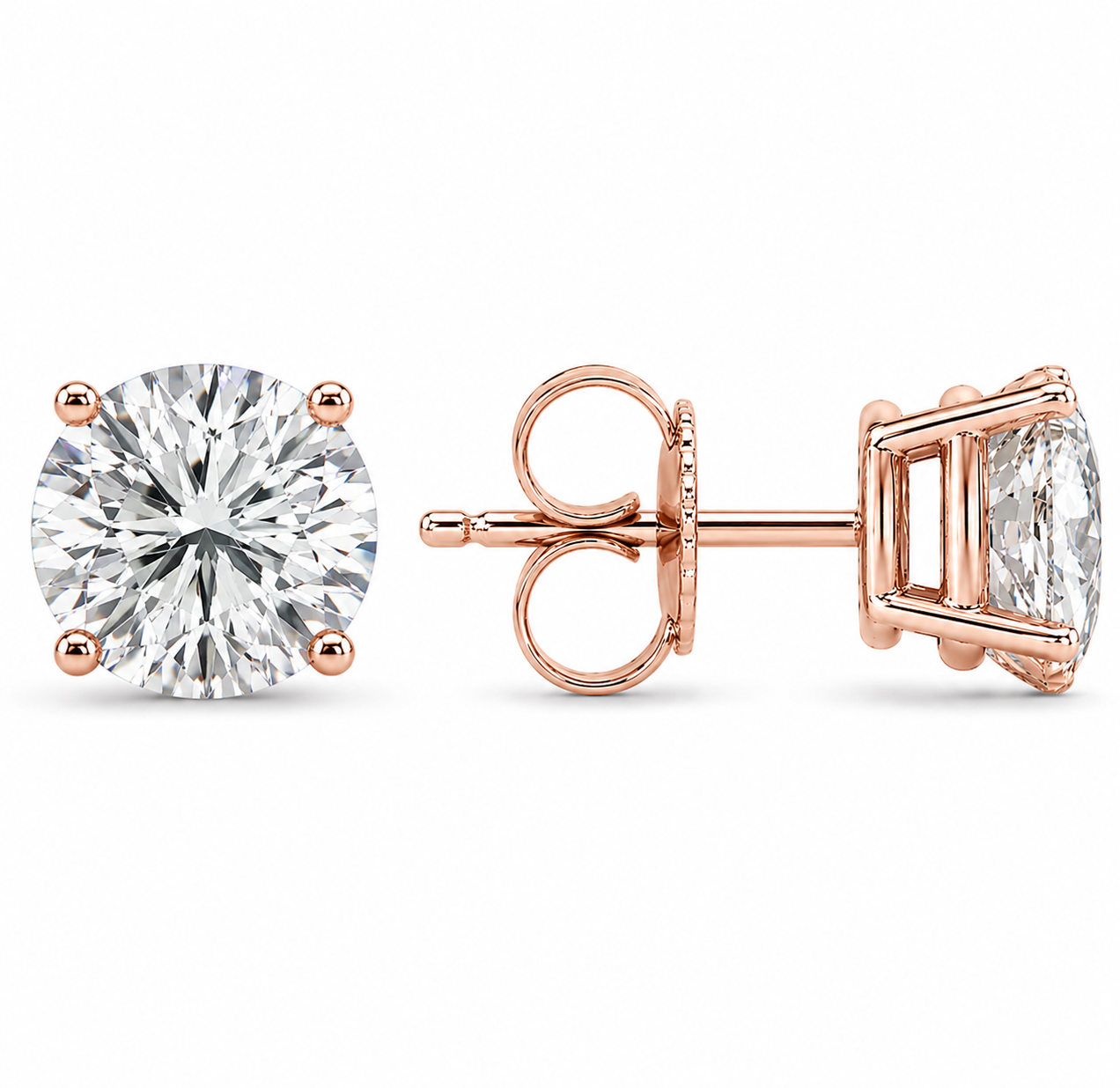 1.00 Carat Diamond Stud Earrings IGI Certified D VS1 Round Brilliant – Martini or Basket Setting