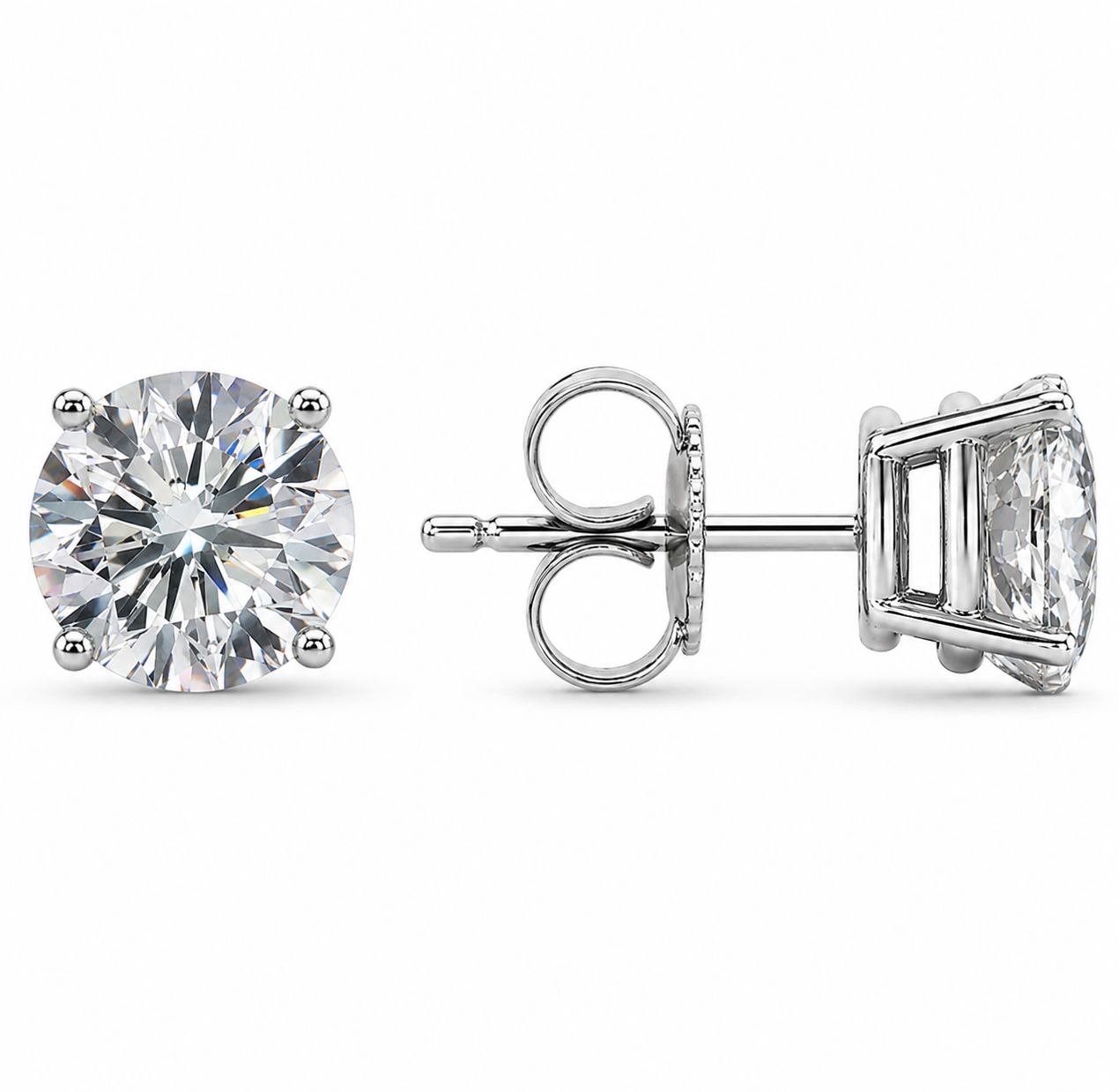 3.00 Carat Lab Grown Diamond Stud Earrings | IGI Certified D VS1 Round Brilliant | Martini or Basket Setting