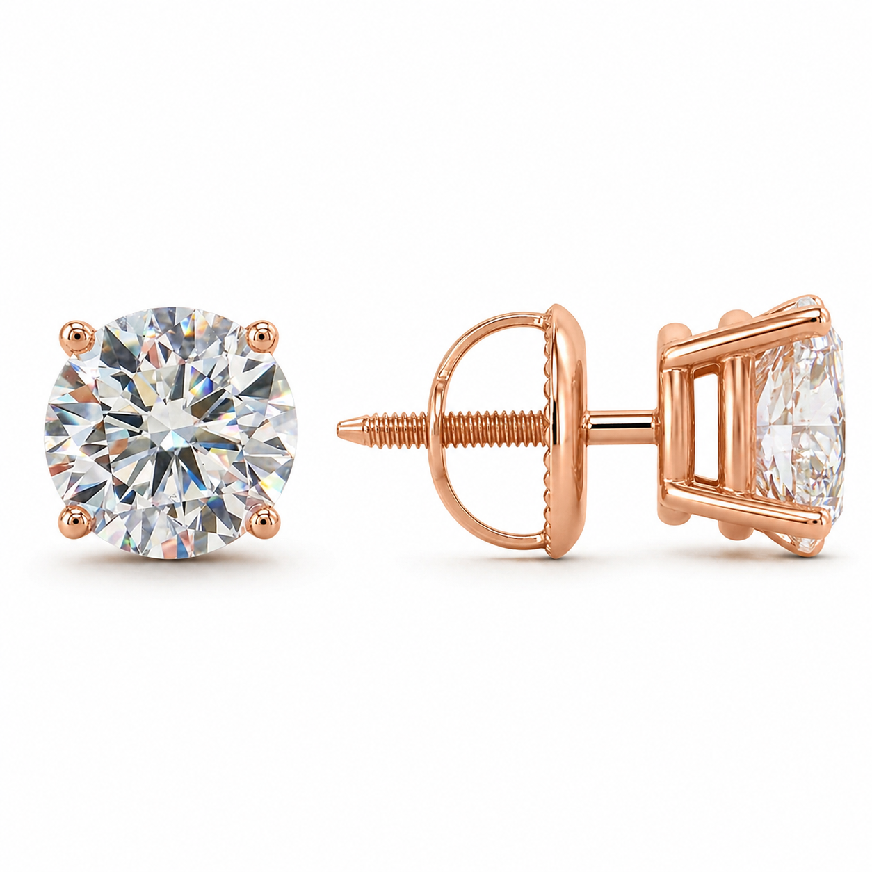 1.00 Carat Diamond Stud Earrings IGI Certified D VS1 Round Brilliant – Martini or Basket Setting