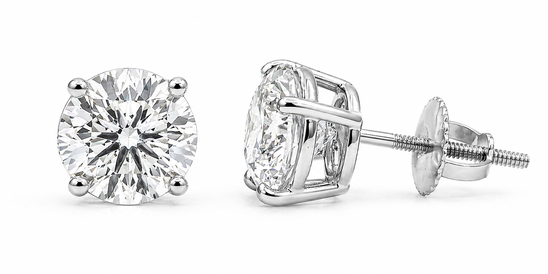 1.00 Carat Diamond Stud Earrings IGI Certified D VS1 Round Brilliant – Martini or Basket Setting