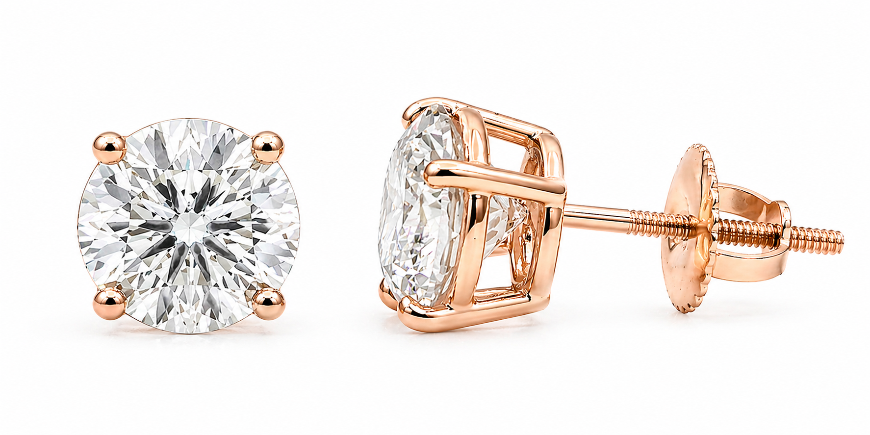 1.00 Carat Diamond Stud Earrings IGI Certified D VS1 Round Brilliant – Martini or Basket Setting