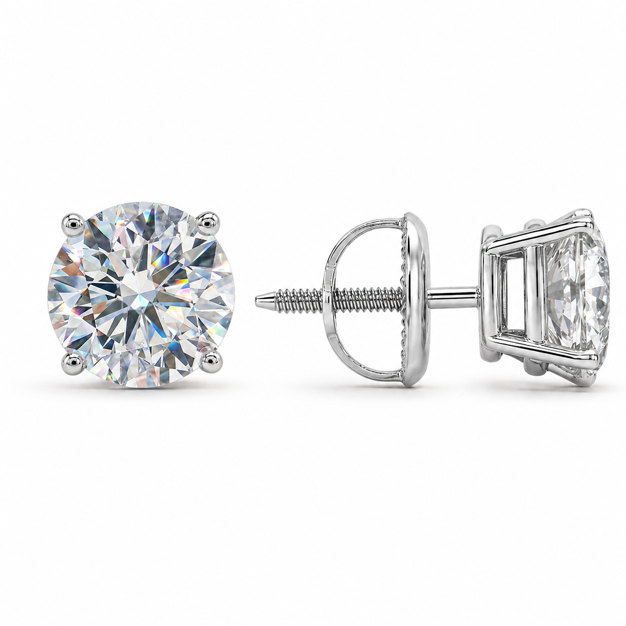 1.00 Carat Diamond Stud Earrings IGI Certified D VS1 Round Brilliant – Martini or Basket Setting