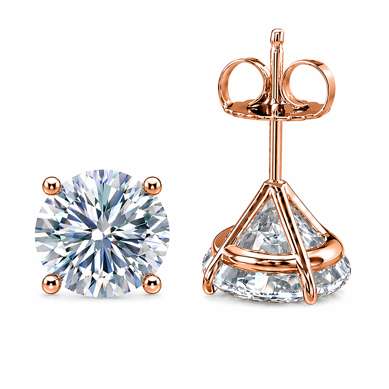 Diamond Stud Earrings, 4-prong martini setting, in 14k rose gold (3)