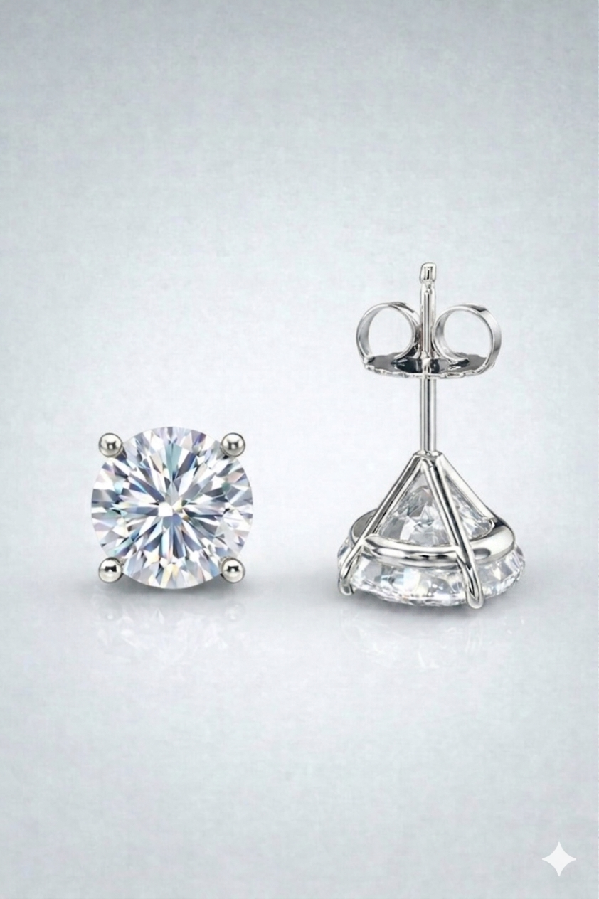 Diamond Stud Earrings, 4-prong martini setting, in 14k white gold (2)