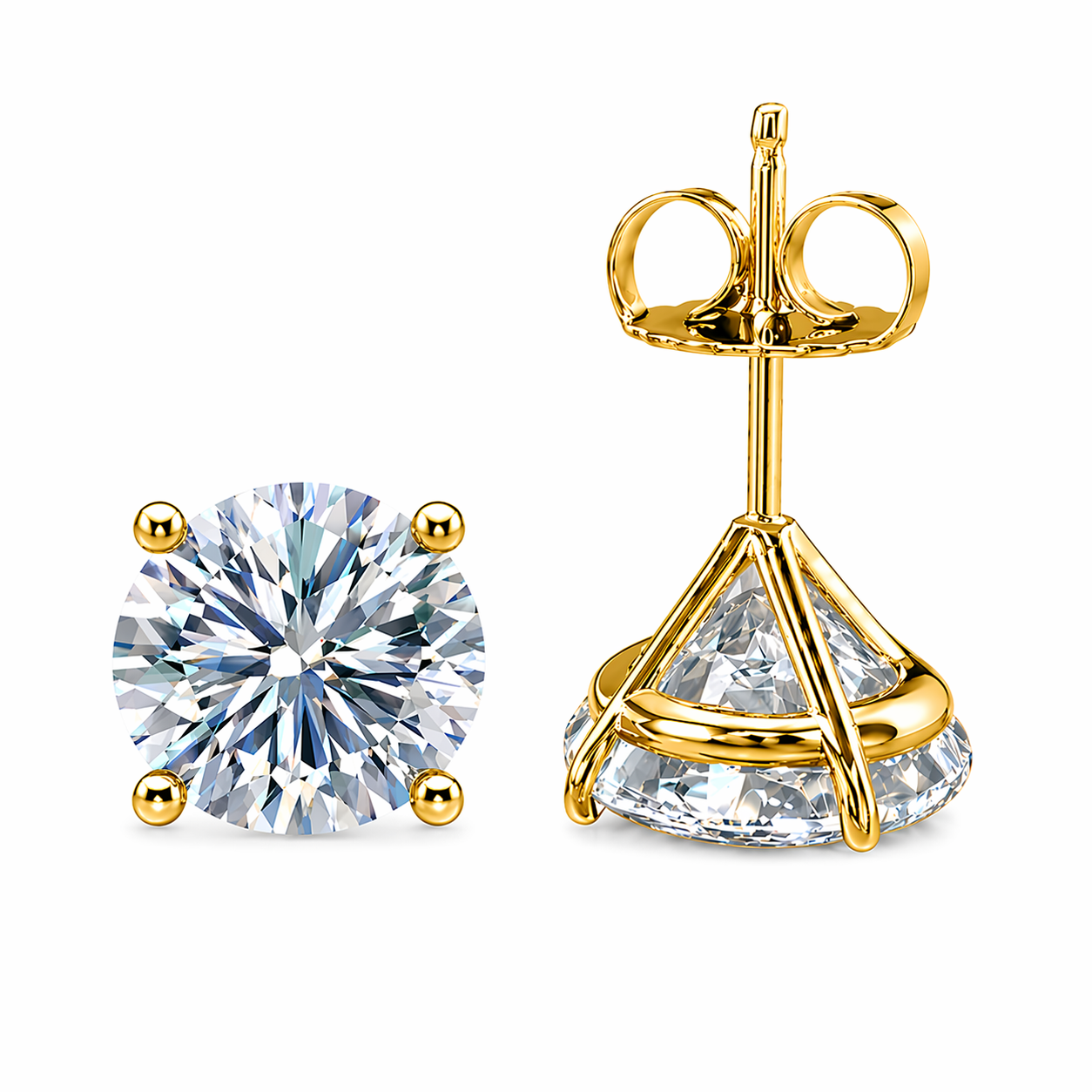 Diamond Stud Earrings, 4-prong martini setting, in 14k yellow gold (4)
