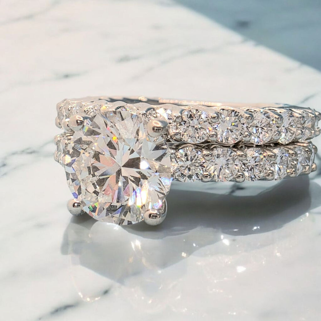 4.68 Ct D VS1 Lab Grown Diamond Engagement Ring With Band IGI Certified Diamond