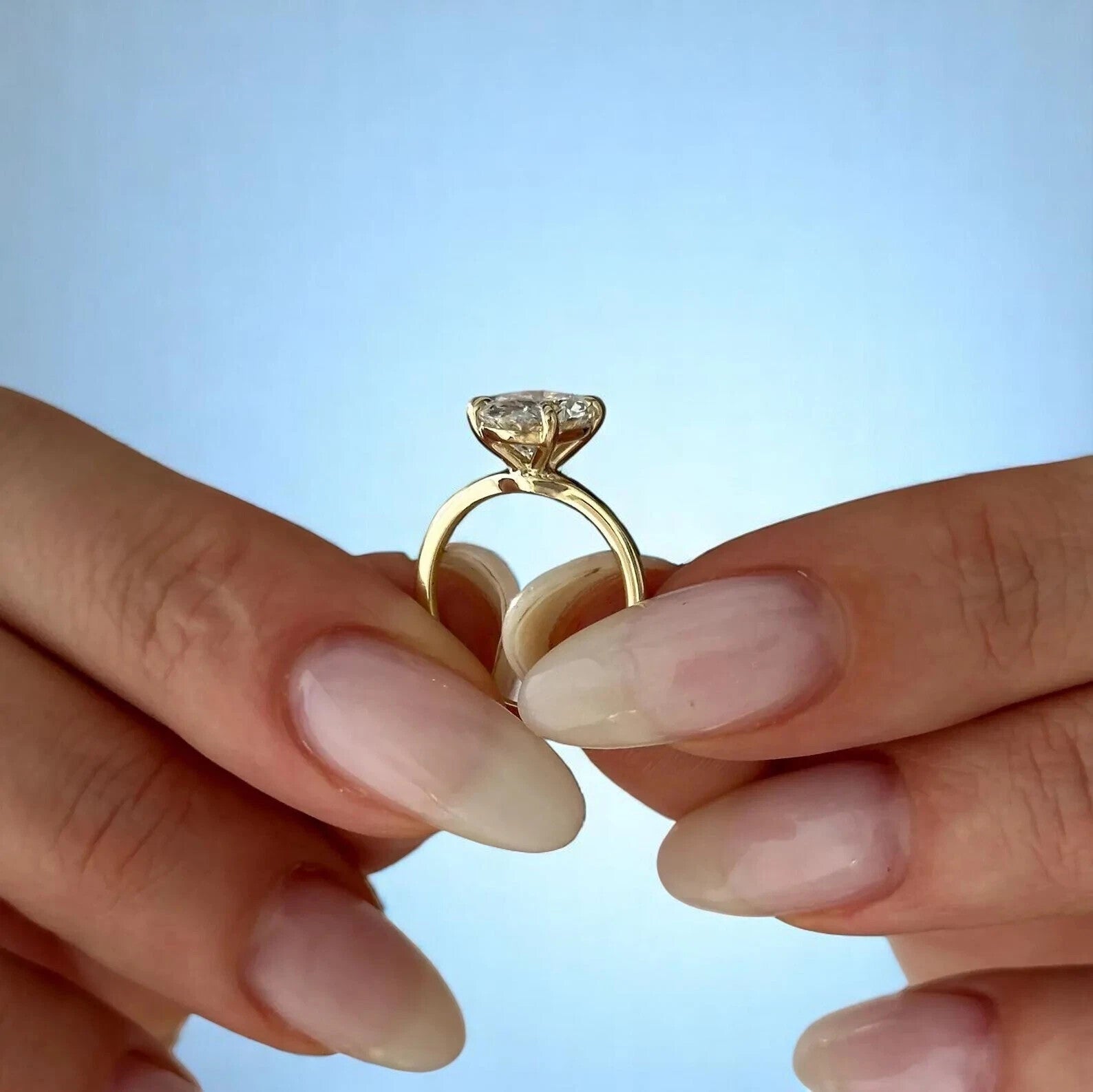 2.00 Ct D VVS2 Oval Solitaire Lab Grown Diamond Ring 14k Yellow IGI Certified