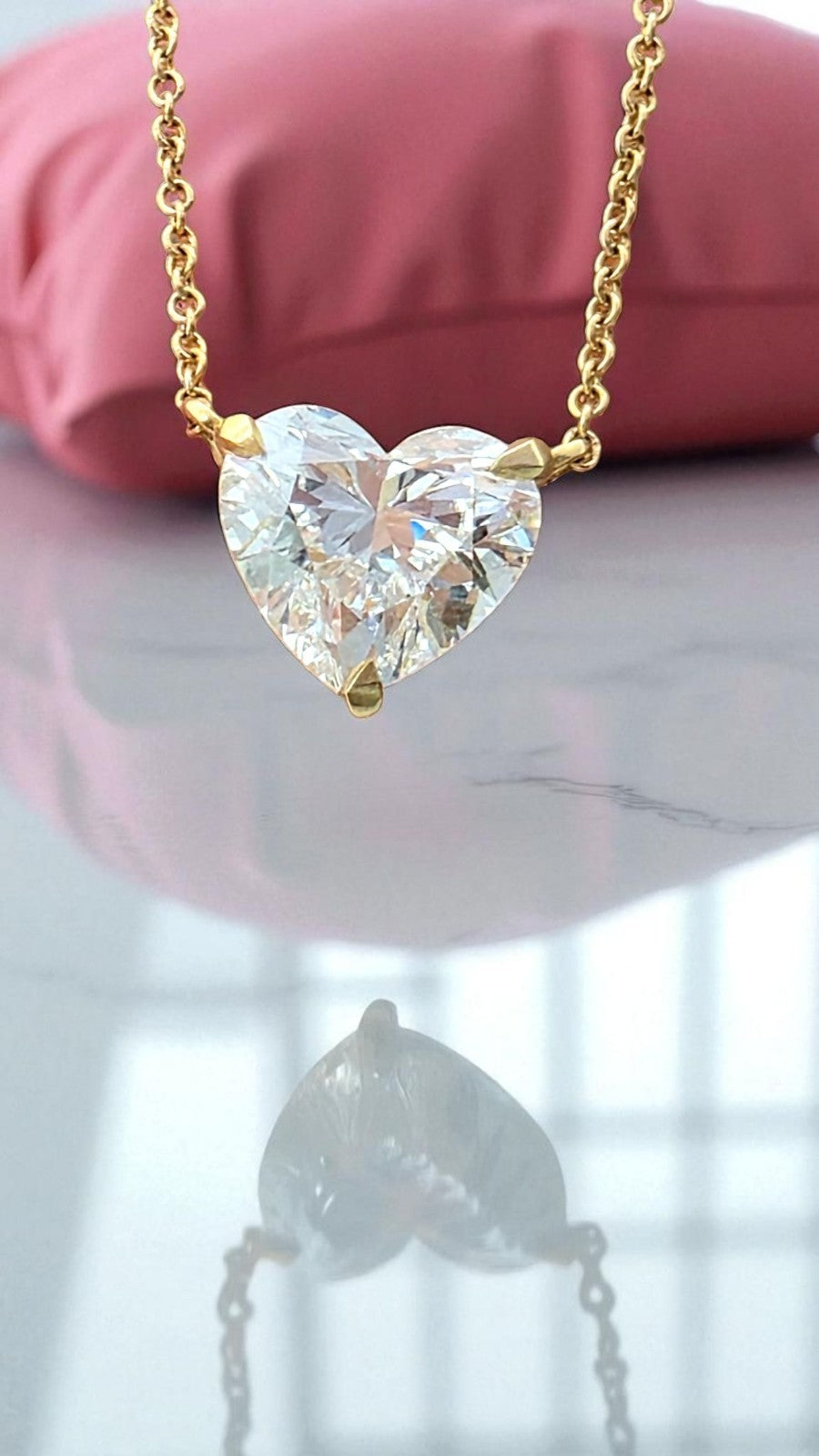 3.00 Ct D VS1 Lab Grown Heart Shaped Diamond Pendant 14k Gold IGI Certified