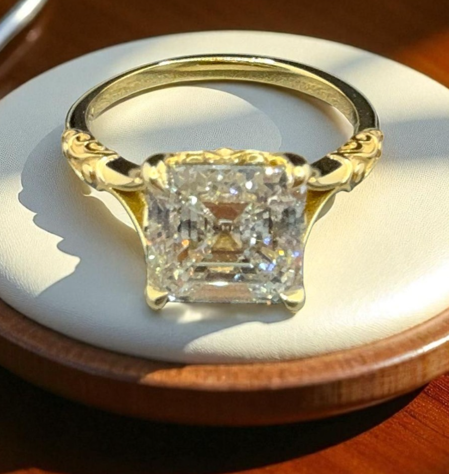 4.00 Ct Asscher Cut Diamond IGI E VS1 Lab Grown Wedding Ring 14k Gold