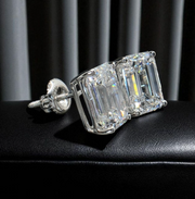 4 Ct Emerald Cut E VVS2 Lab Grown Diamond Stud Earrings 14K Gold IGI