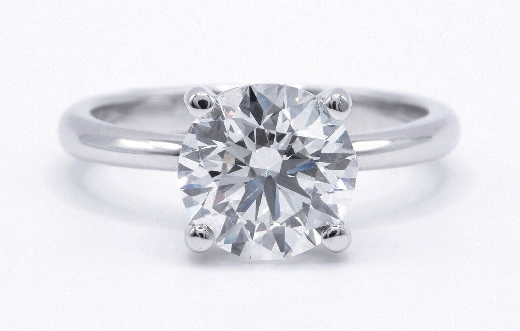 14K White Gold 2.20 Carat H VVS2 Round Lab Grown Diamond Ring IGI Cert