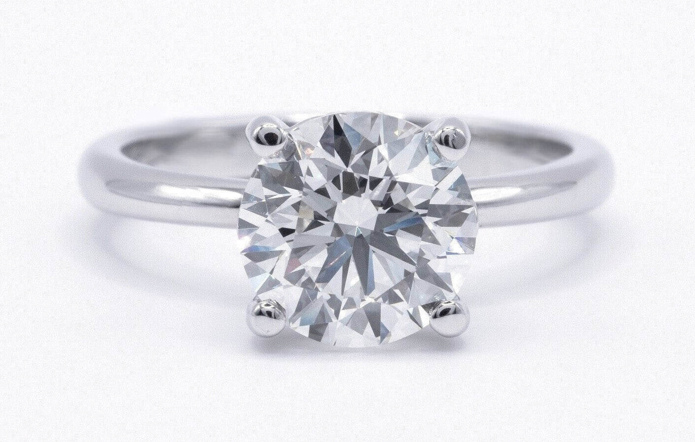 14K White Gold 2.20 Carat H VVS2 Round Lab Grown Diamond Ring IGI Cert