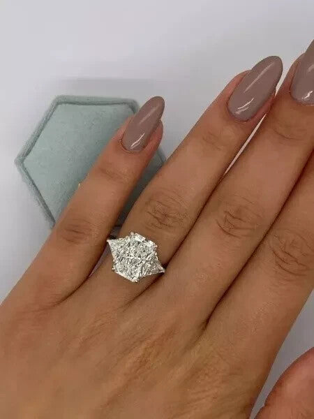 5.80 Ct E VS1 Radiant Lab Grown Diamond Ring IGI Certified 14k White Gold