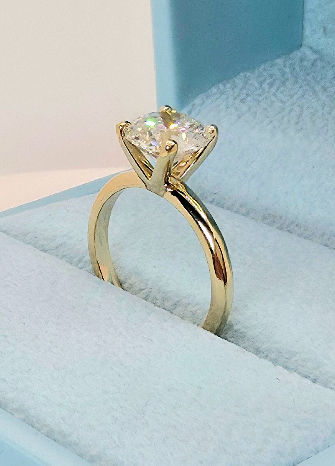 2.00 Ct F VS1 Round Solitaire Lab Grown Diamond Ring 14k Yellow IGI Certified