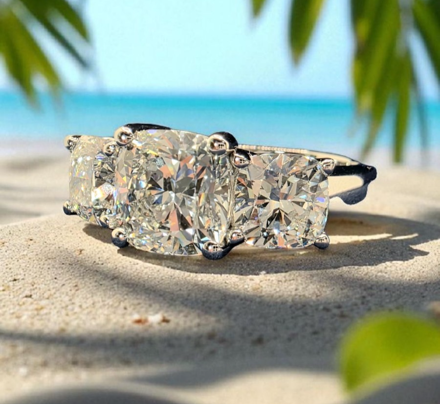 4.50 CT E VS1 Lab Grown Cushion Platinum Diamond Engagement Ring IGI