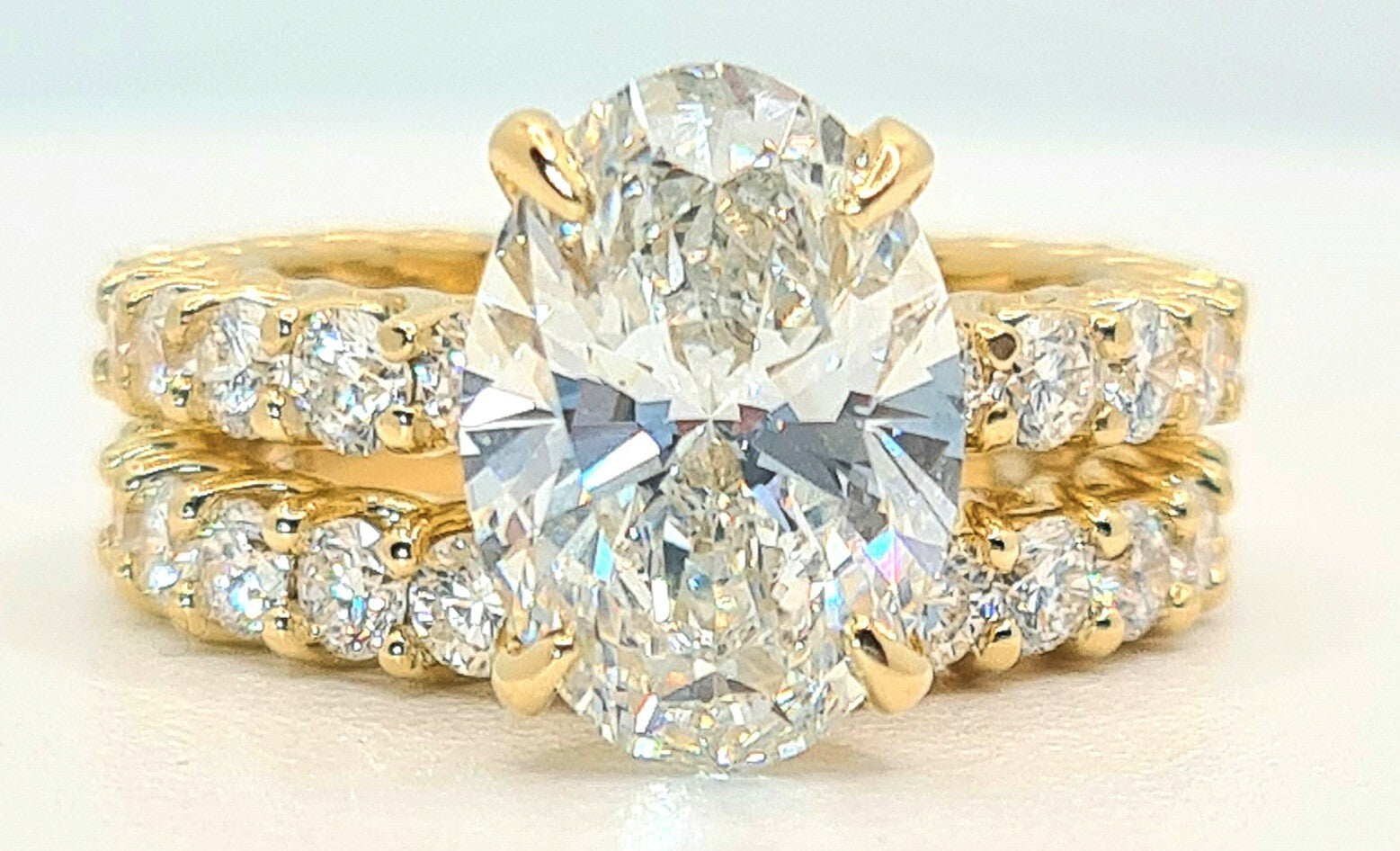 7.68 Ct E VS1 Lab Grown Diamond Engagement Ring With Band IGI Certified Diamond