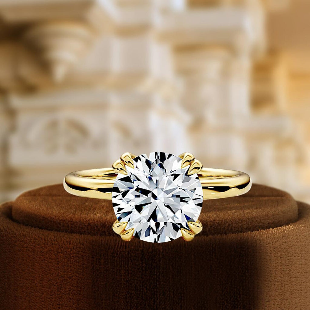 5.00 Ct F VS1 Round Lab Grown Diamond Ring 14k Gold IGI Certified GIA Authentic