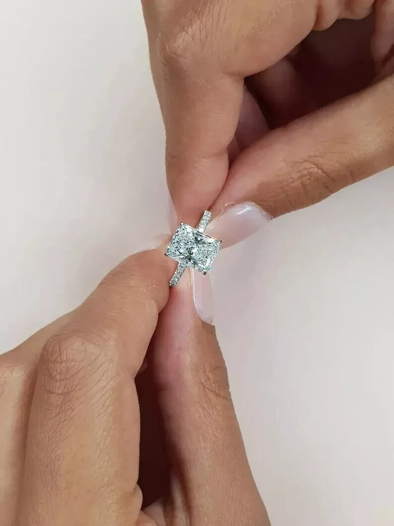 2.70 Radiant F VS1 14k White Lab Grown Diamond Ring IGI Certified