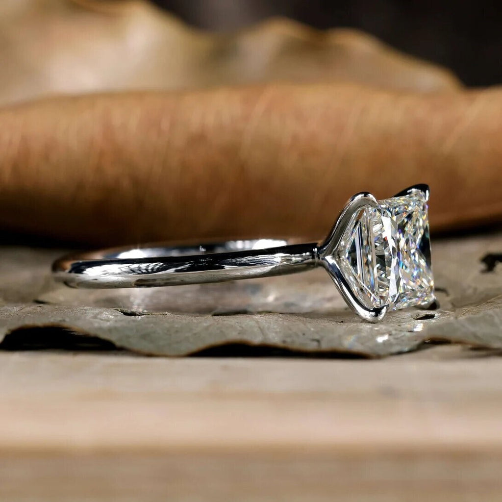 1.50 Carat G VS1 Princess Diamond Ring Lab Grown Diamond IGI Certified 14k White