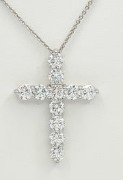 7.73 Ct E VS Round Lab Grown Large Diamond Cross Pendant Necklace 14k White Gold