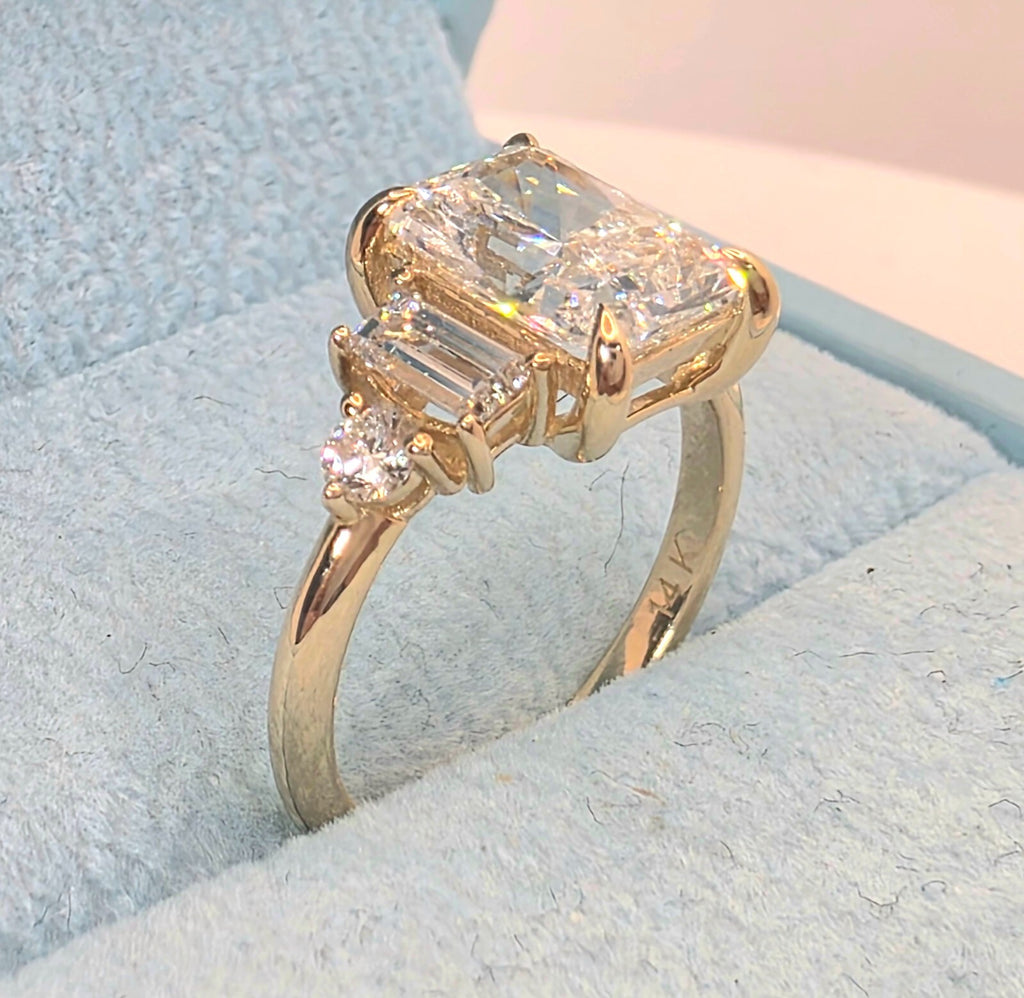 2.30 Ct Radiant E VS1 14k Yellow Gold Lab Grown Diamond Ring IGI Certified