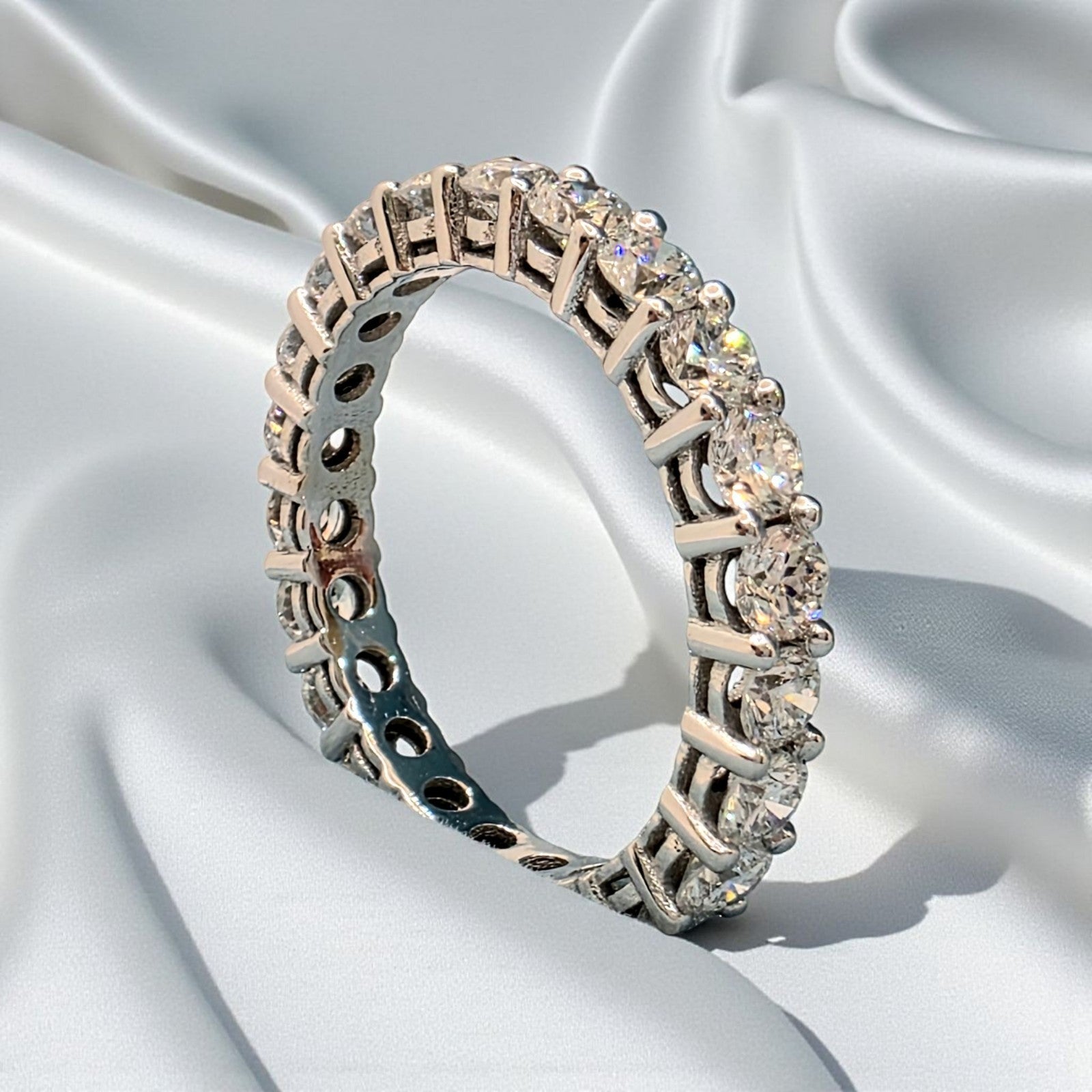 2.5 Ct Round Lab Grown Diamond Eternity Band Ring 14k D-E VS GIA Authenticated