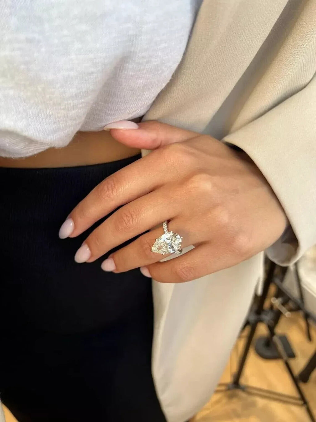 4.20 Ct Pear Lab Grown Diamond Accents Ring For Women Engagement Ring 14k Gold