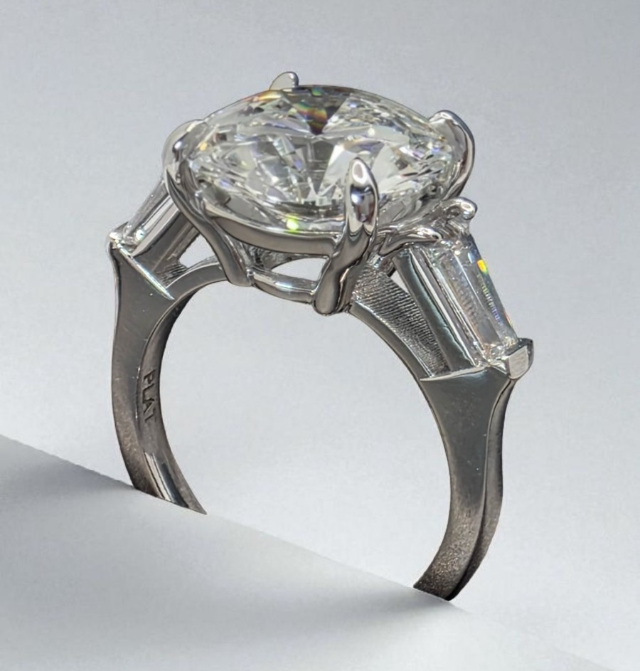 5.60 Ct E VS1  IGI Lab Grown Round Diamond Engagement Ring Round 950 Platinum