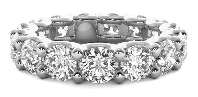 5 Ct Round Lab Grown Diamond Eternity Band Ring Platinum E VS GIA Authenticated