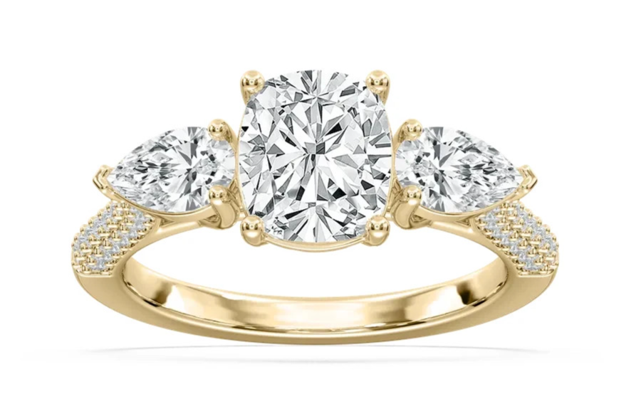 4.18 Ct E VS1 Cushion Lab Grown Diamond Ring 14k Yellow Gold IGI Certified