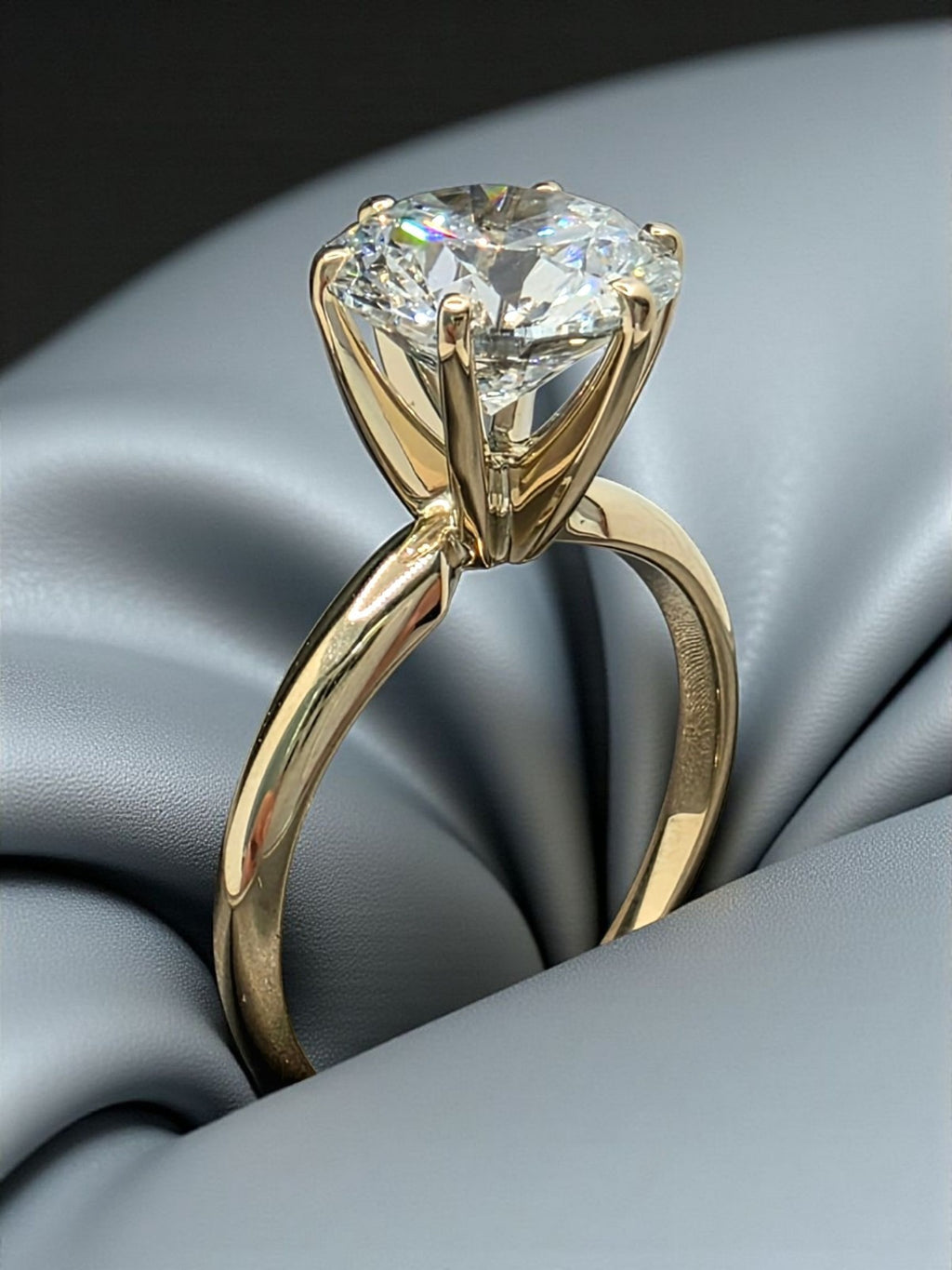 3.00 Ct D VS1 Round Solitaire 14k Yel Lab Grown Diamond Ring IGI Certified sz 7