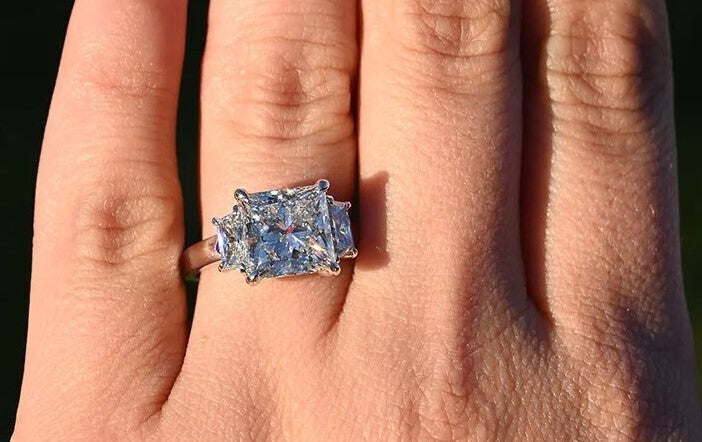 6.00 Carat Princess Diamond Three 3 Stone Ring IGI Certified Lab Grown Platinum