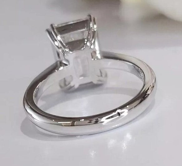 4.00 Ct E VS1 Emerald Cut IGI Certified Lab Grown Diamond Ring Set in Platinum