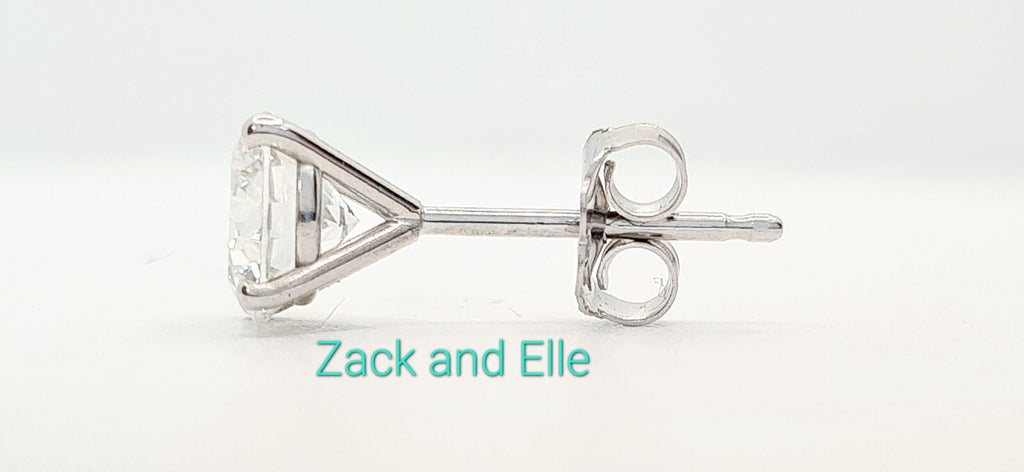 2.00 Ct E VS1 Round 4 Prong Lab Grown Diamond Stud Earrings IGI Certified 14k