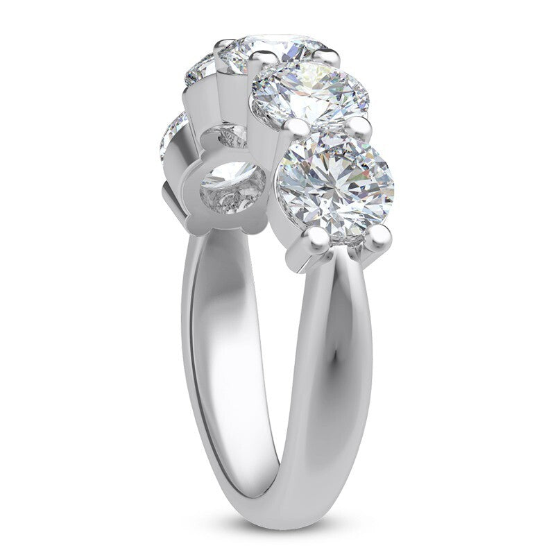6.00 Carat 5 Stone Lab Grown Diamond Wedding Band 14kt White Gold IGI Certified