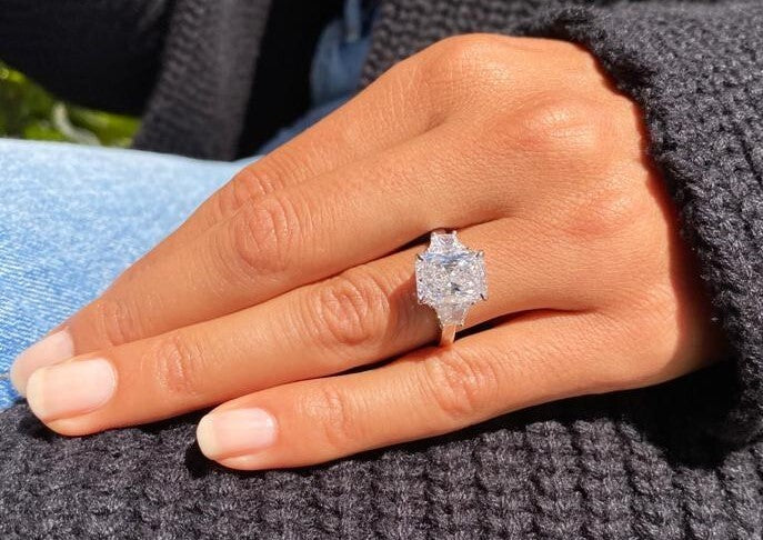 3.50 Carat D VS1 Platinum Radiant Cut Lab Grown Diamond Ring IGI Certified