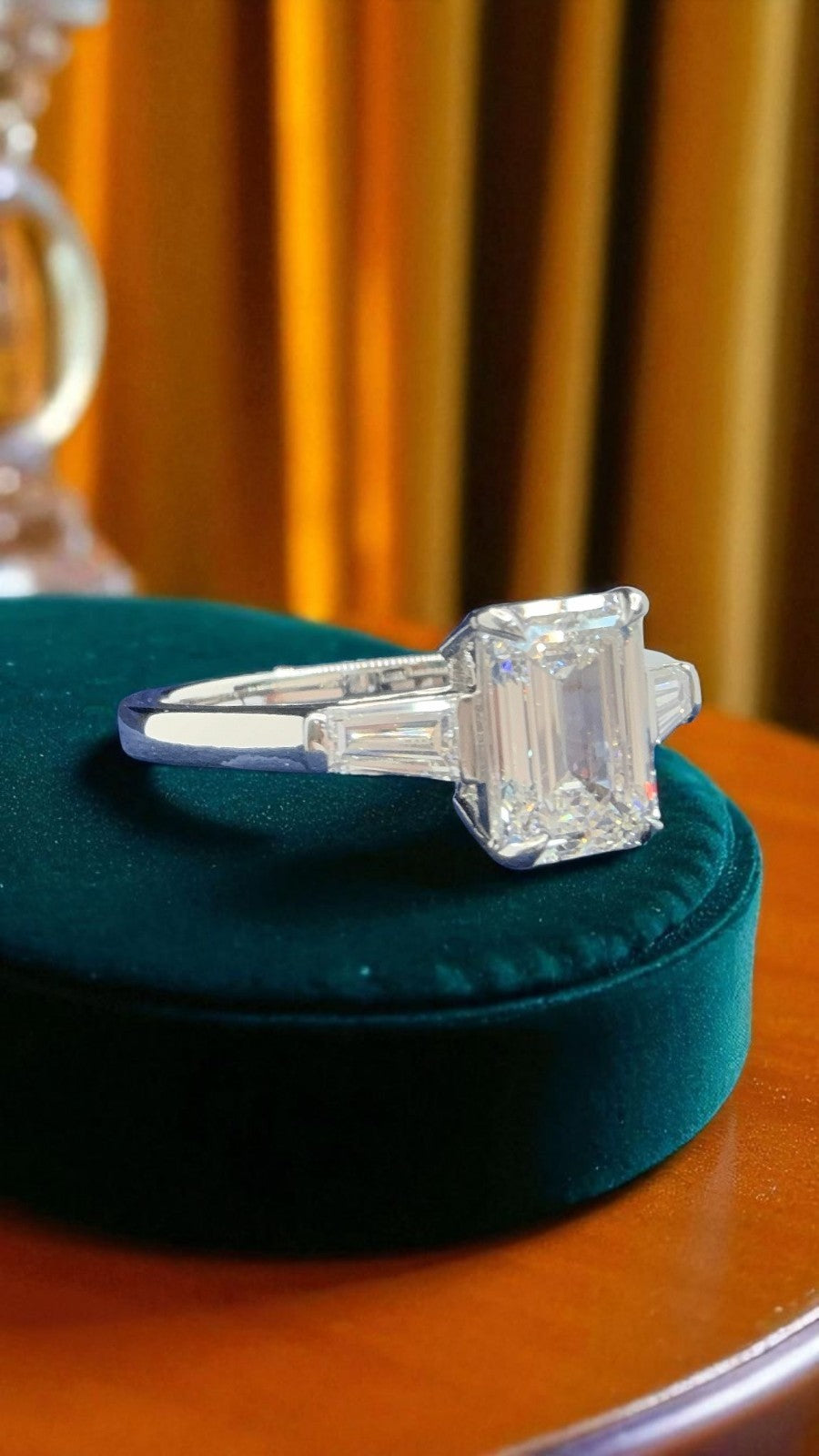 2.30 Ct GIA Authenticated D VS1 Lab Grown Emerald Cut Diamond Ring Platinum