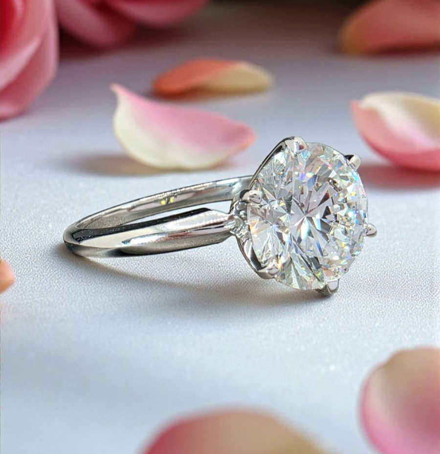 3.00 Ct H VS1 Round Solitaire Platinum Lab Grown Diamond Ring IGI Certified