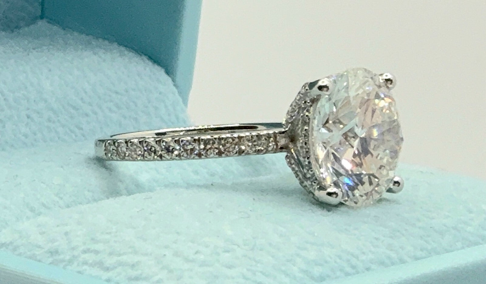 4.43 Ct E VS1 Round Lab Grown Diamond Engagement Ring 14k White IGI Certified