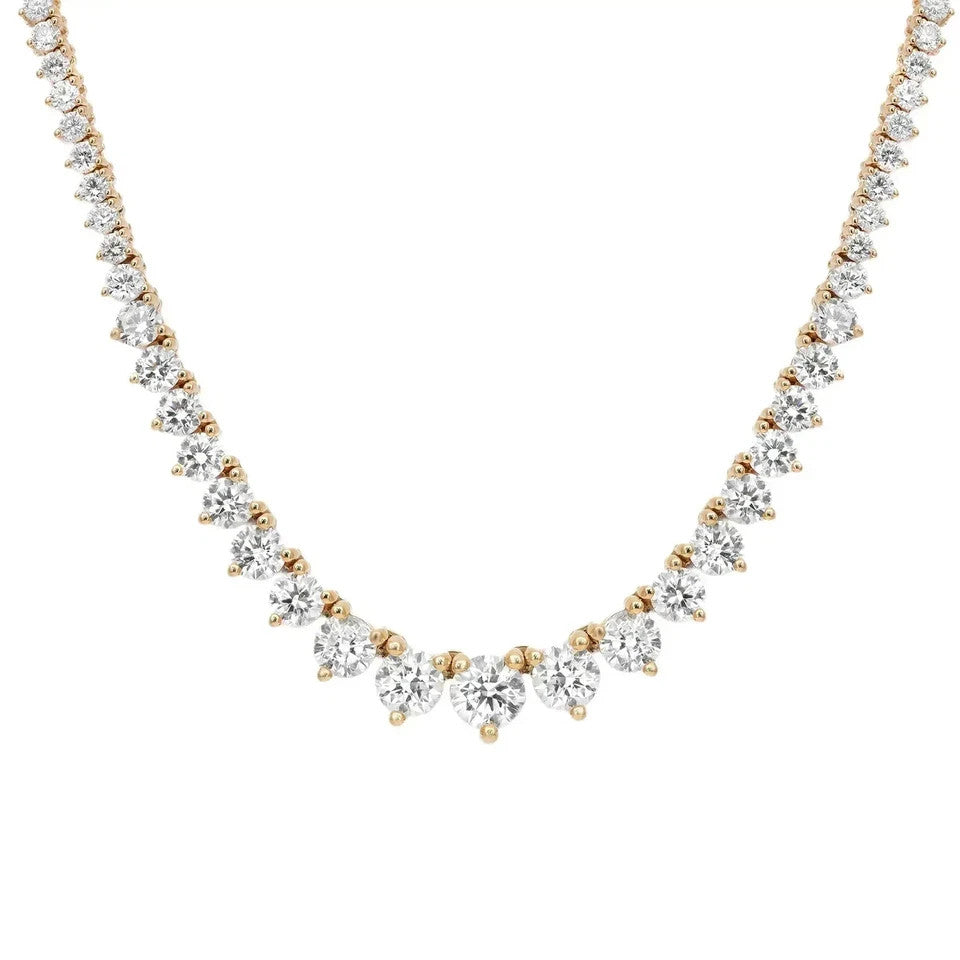 5.75 Ct Lab Grown D VS Diamond Set Women Tennis Necklace In 14k Gold 17''