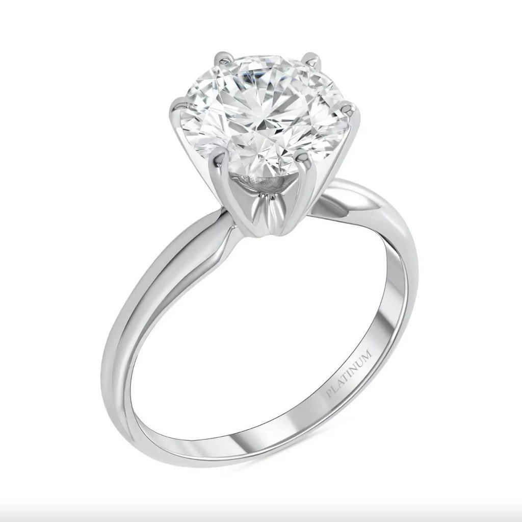 1 Ct F VS Round Lab Grown Diamond Solitaire Ring Solid Platinum IGI Certified