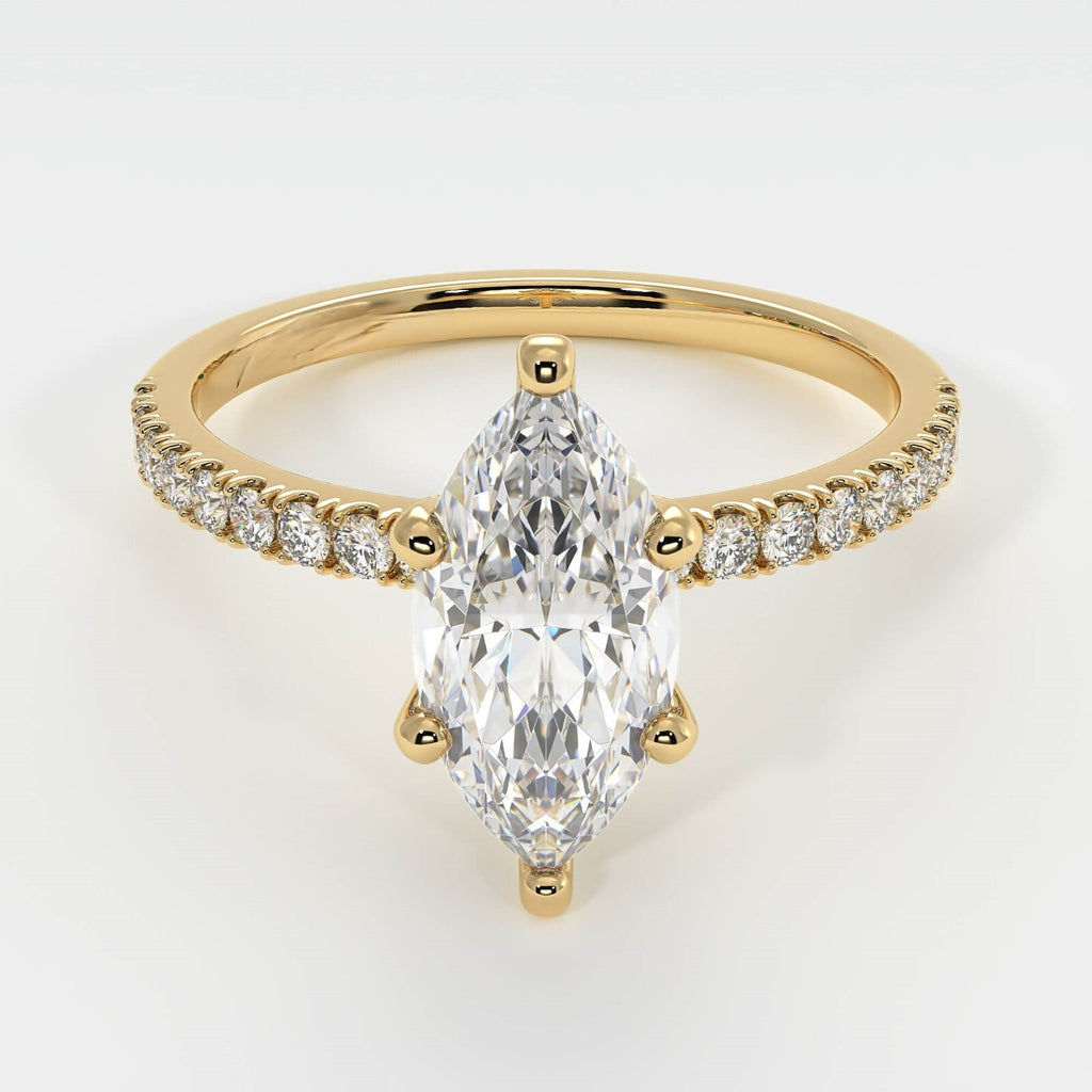 3.26 Carat Marquise Engagement Ring E/VS1 Lab Diamond 14k Yellow Gold Certified