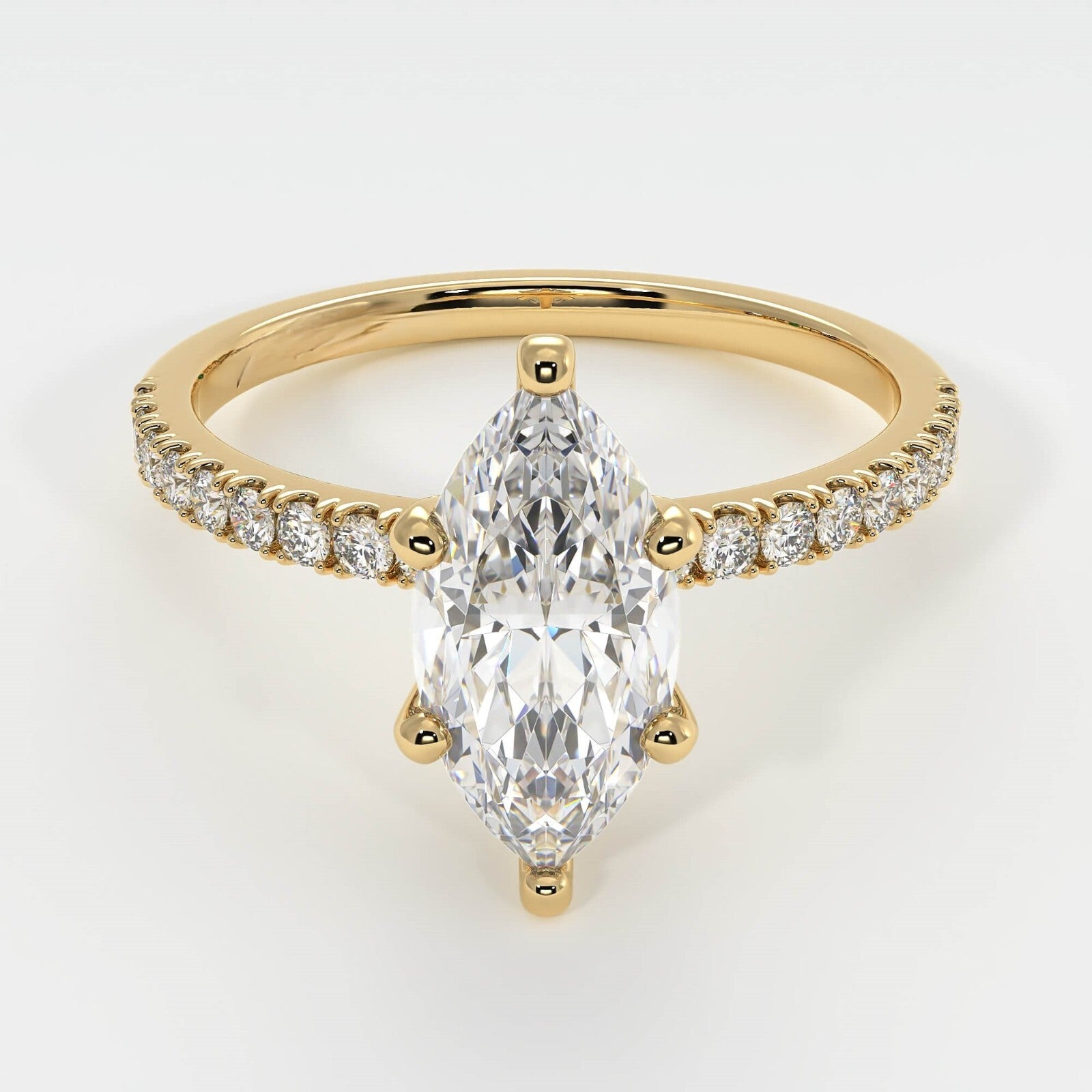 3.26 Carat Marquise Engagement Ring E/VS1 Lab Diamond 14k Yellow Gold Certified