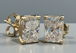 Load image into Gallery viewer, 1 Ct Radiant Diamond Lab Grown Diamond Stud Earrings 14k Yellow Gold Push Back