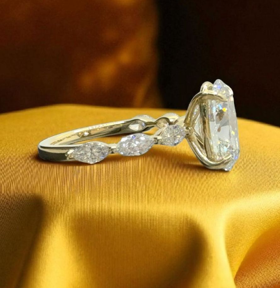 5.75 Ct E VS1 Lab Grown Heart Diamond Engagement Ring IGI Certified 14k Yellow