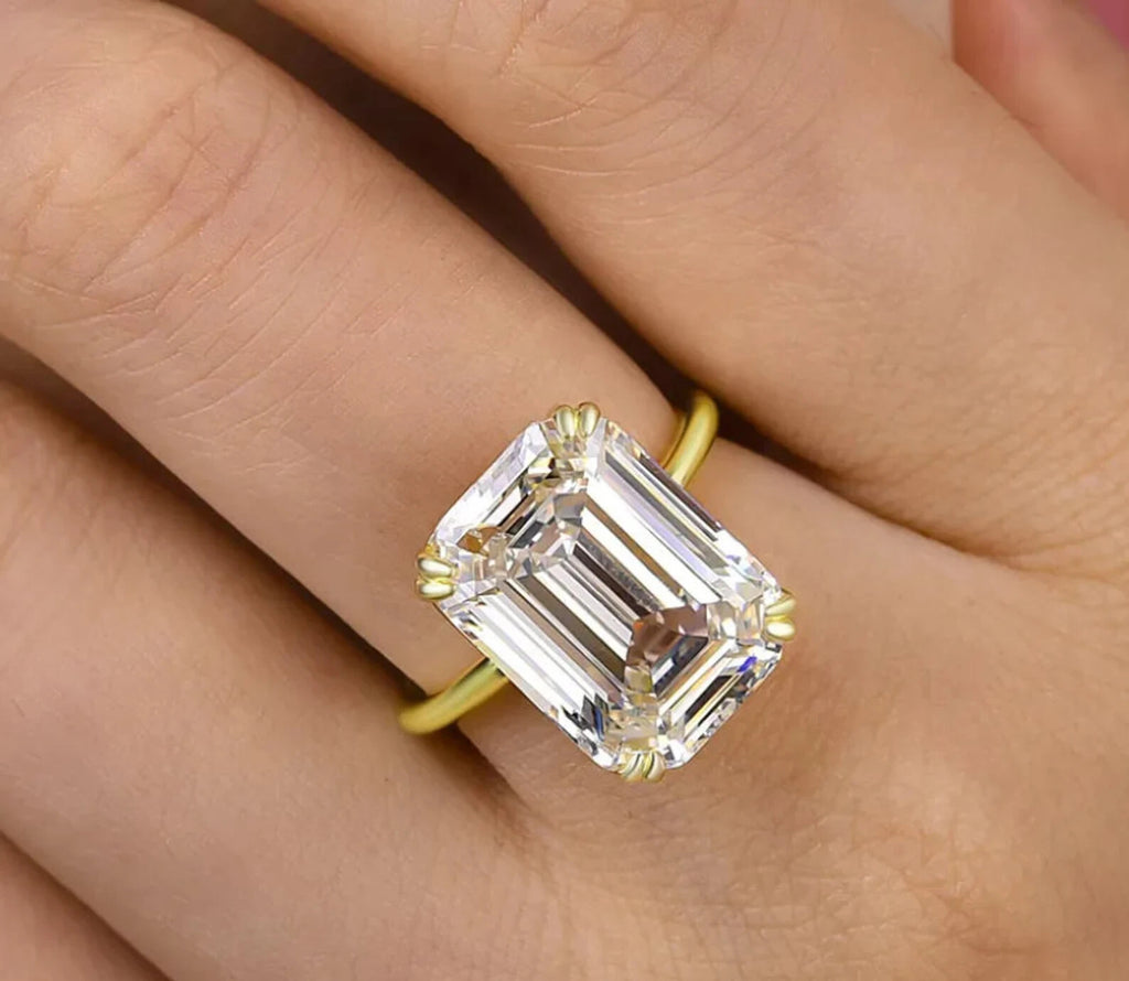 5.00 Ct E VS1 Emerald Cut Diamond Ring Lab Grown 14k White Gold IGI Certified