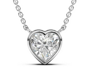 1.00 Ct Heart Shape D VS1 Lab Grown Diamond Bezel Pendant 14k White IGI Certify