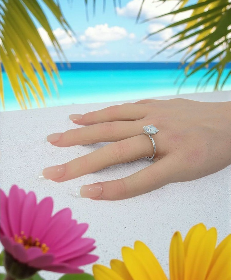 3.00 Ct E VS1 Round Lab Grown Diamond Engagement Ring 14k White Gold IGI Cert