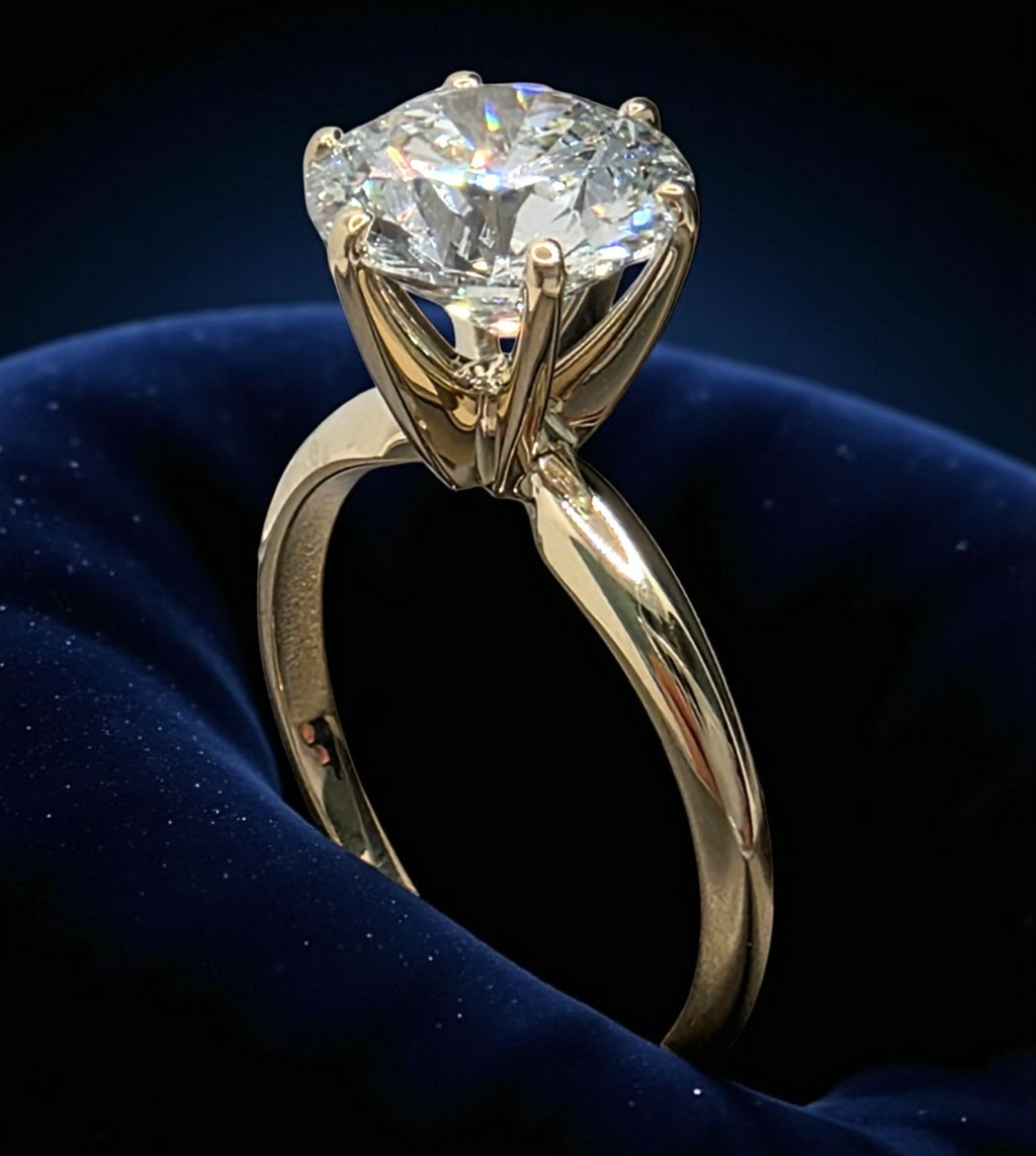 3.50 Ct F VS1 Round Solitaire 14k Yellow Lab Grown Diamond Ring IGI Certified